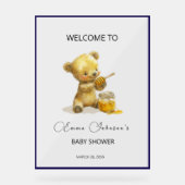ミニマルなハニーベアーベビーシャワーへようこそ アクリルサイン (正面)