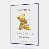ミニマルなハニーベアーベビーシャワーへようこそ アクリルサイン (傾斜)