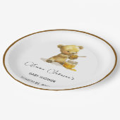 ミニマルなハニーベアーベビーシャワー ペーパープレート (アングル)