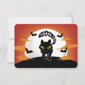 ミニマルなハロウィンの黒猫の感謝メッセージ サンキューカード (裏面)