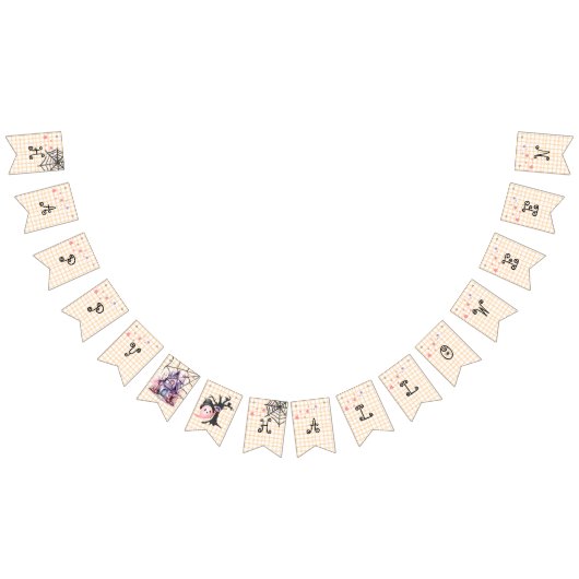 ミニマルなハロウィーンかわいいイエローピンク バンティングフラッグ (全)