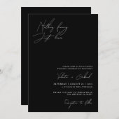 ミニマルなハンドスクリプトファンシーは愛のみ 招待状 (正面/裏面)