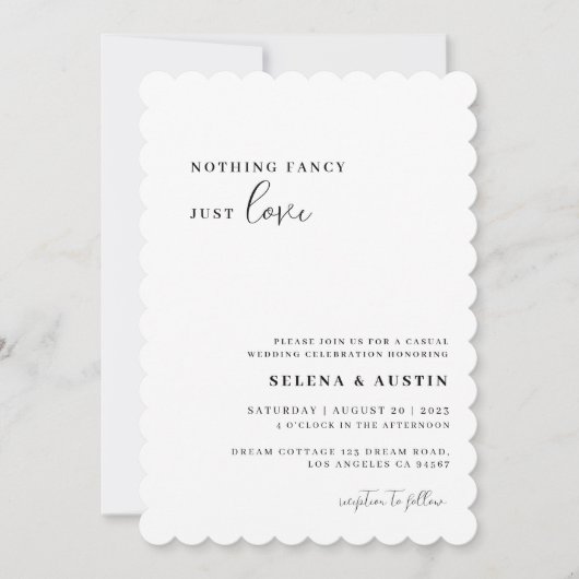 ミニマルなハンドスクリプファンシートNothing Just Love Invi 招待状 (正面)