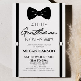 ミニマルなバウネクタイ小さな紳士の赤ちゃんシャワー 招待状