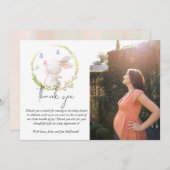 ミニマルなバニーと蝶の赤ちゃんシャワー写真 サンキューカード (正面/裏面)