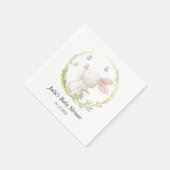 ミニマルなバニーと蝶の赤ちゃんシャワー スタンダードカクテルナプキン (角)