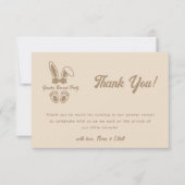 ミニマルなバニーライトベージュジェンダーの発表 サンキューカード (正面)