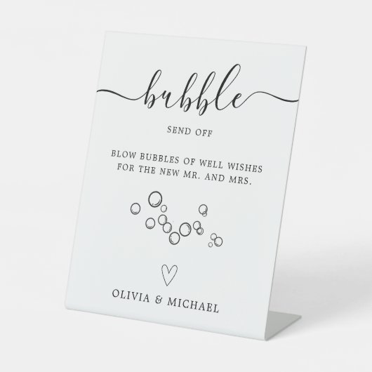 ミニマルなバブルがサイン結婚を送り出す 台座サイン (正面)