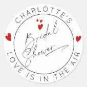 ミニマルなバレンタインデーのウェディングシャワーハート ラウンドシール (正面)