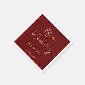 ミニマルなバーガンディの結婚式カクテル スタンダードカクテルナプキン (角)