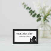 ミニマルなバーバーバーショッププレーンとシンプル男性シェービング 名刺 (スタンド正面)