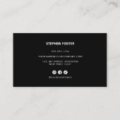 ミニマルなバーバーバーショップヘアスタイリストのシザーブラック 名刺 (裏面)