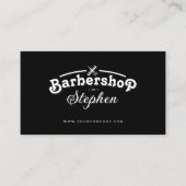 ミニマルなバーバーバーショップヘアスタイリストのシザーブラック 名刺 (正面)