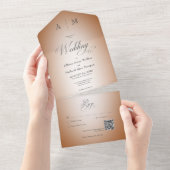 ミニマルなバーントオレンジ&ホワイトブラー モダンQRコード オールインワン招待状 (貼ってはがせる)