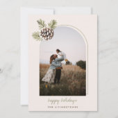 ミニマルなパインコーン&離れズダブルアーチ写真 シーズンカード (正面)