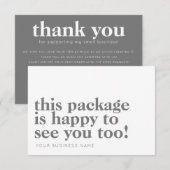 ミニマルなパッケージHappy To See You Gray Business サンキューカード (正面/裏面)