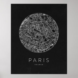 ミニマルなパリシティの地図 ポスター