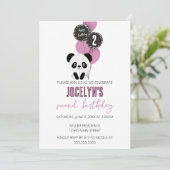 ミニマルなパンダベアーバースデーパーティーの招待 招待状 (スタンド正面)