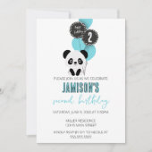 ミニマルなパンダベアーバースデーパーティーの招待 招待状 (正面)