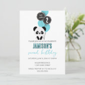 ミニマルなパンダベアーバースデーパーティーの招待 招待状 (スタンド正面)