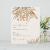 ミニマルなパンパ金ゴールド30th誕生日パーティーメニュー (スタンド正面)