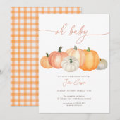 ミニマルなパンプキンベイビーシャワーの招待状 招待状 (正面/裏面)