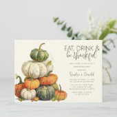 ミニマルなパンプキン感謝祭の食事 招待状 (スタンド正面)