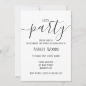 ミニマルなパーティー・セレブレーション 招待状 (正面)