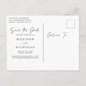 ミニマルなパームツリーウェディング日付を保存 案内ポストカード (裏面)