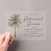 ミニマルなパーム結婚ツリーのリハーサルディナー アクリル招待状 (インサイチュ (ポータブル))