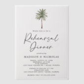 ミニマルなパーム結婚ツリーのリハーサルディナー ベラム紙招待状 (正面)