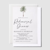 ミニマルなパーム結婚ツリーのリハーサルディナー ベラム紙招待状 (オフセット)