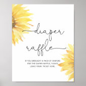 ミニマルなヒマワリおむつラッフルベビーシャワー ポスター (正面)