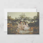 ミニマルなヒマワリストライプブラック結婚の写真 セーブザデート (裏面)