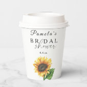 ミニマルなヒマワリブライダルシャワー 紙コップ (裏面)