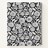 ミニマルなヒマワリ白黒 ノートブック (裏面)