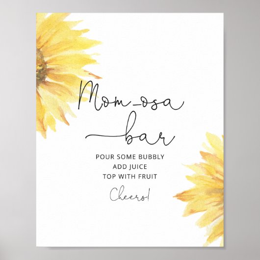 ミニマルなヒマワリ赤ちゃんシャワー桃佐バーポスター ポスター (正面)