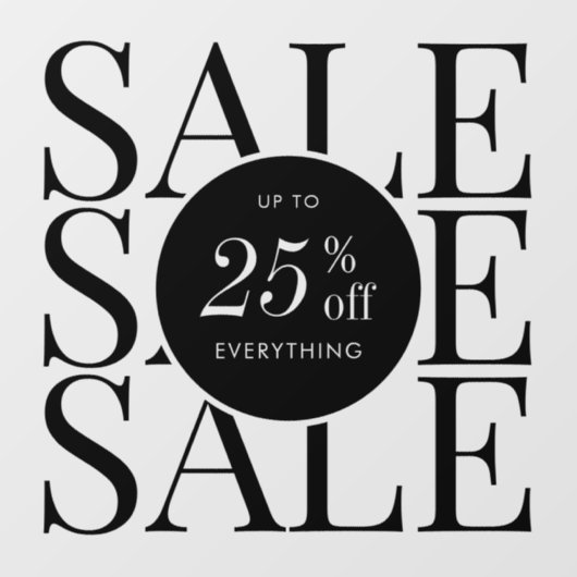 ミニマルなビジネスセールショッププロモ透明 ウィンドウサイン (シート)