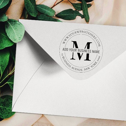 ミニマルなビジネスモノグラムロゴブラック&ホワイト ラバースタンプ