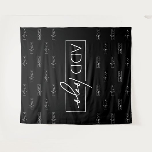 ミニマルなビジネスロゴステップの繰り返し背景 タペストリー (正面(横))