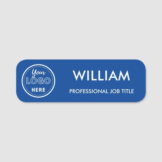 ミニマルなビジネスロゴブルー従業員スタッフ 名札 (正面)