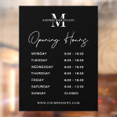 ミニマルなビジネスロゴ白黒の営業時間 ウィンドウサイン (シート2)