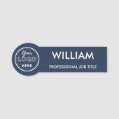 ミニマルなビジネスロゴNavy Blue従業員スタッフ 名札 (正面)