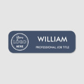 ミニマルなビジネスロゴNavy Blue従業員スタッフ 名札 (正面)