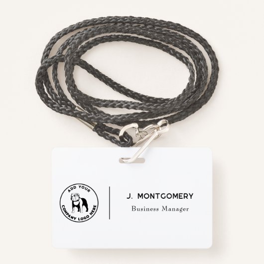 ミニマルなビジネスロゴVet Tech従業員 バッジ (正面ランヤード)