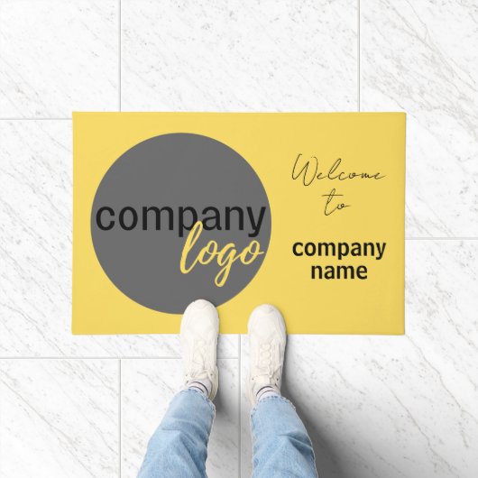 ミニマルなビジネス会社のロゴ歓迎あいさつ ドアマット (室内)