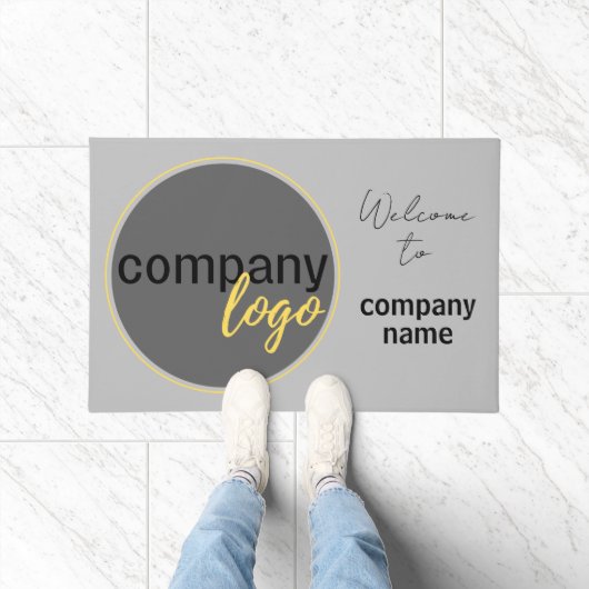 ミニマルなビジネス会社のロゴ歓迎あいさつ ドアマット (室内)