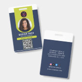 ミニマルなビジネス従業員QR B バッジ (正面＆裏面)