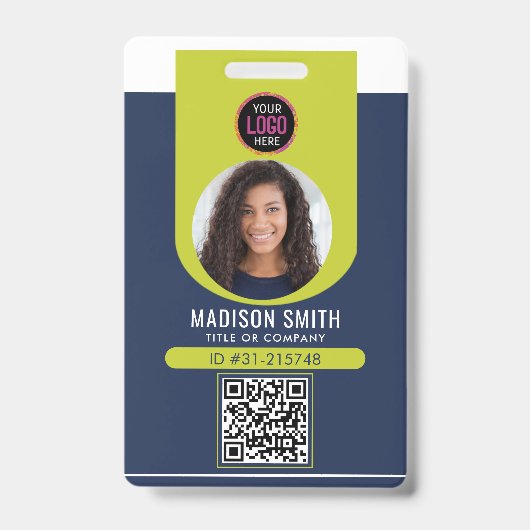 ミニマルなビジネス従業員QR B バッジ (正面)