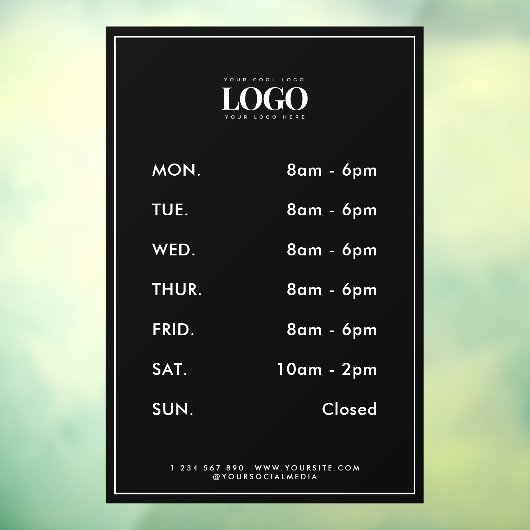 ミニマルなビジネス用ロゴオープニングアワーズフレーム ウィンドウサイン (シート3)